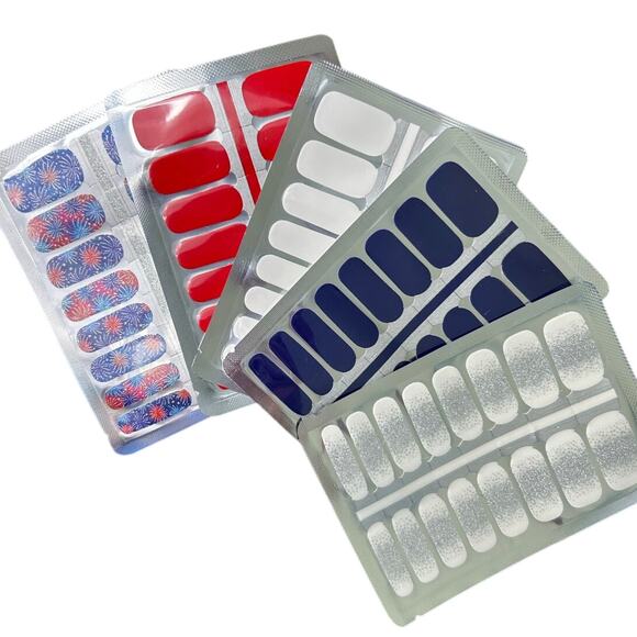 Nail Wraps 4th of July "Firework Finale" 5 Complete SETS Fireworks Glitter Nails - Picture 1 of 11